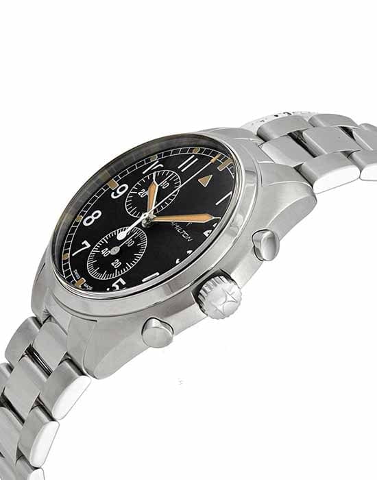 Hamilton Hamilton Khaki Aviation Pilot Pioneer Chrono H76522131, khaki aviation швейцария мужские часы на браслете нержавеющая сталь боковой вид