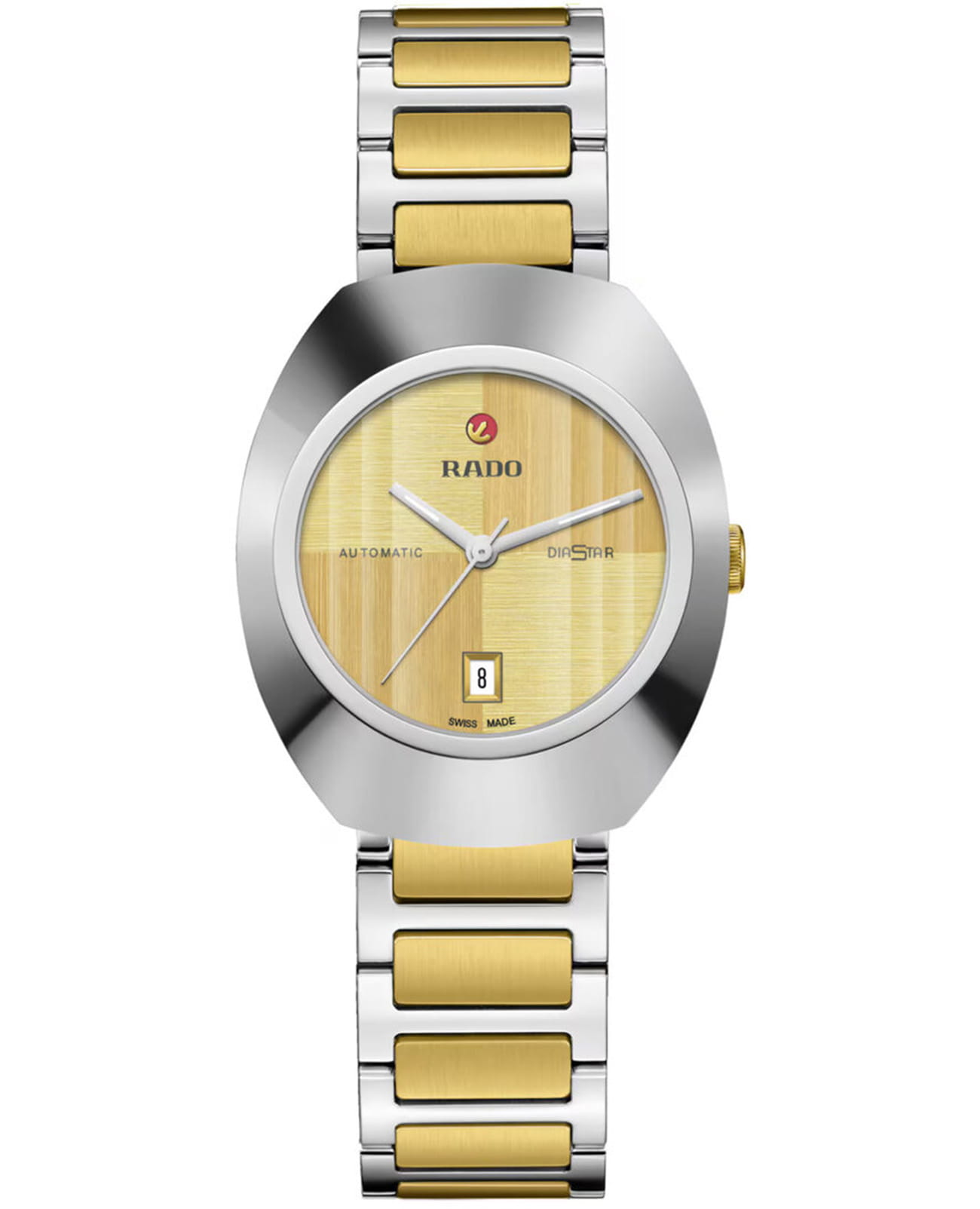 Rado Rado DiaStar Original R12170253  R12170253 механические женские часы желтый циферблат, браслет нержавеющая сталь с pvd-покрытием — вид спереди