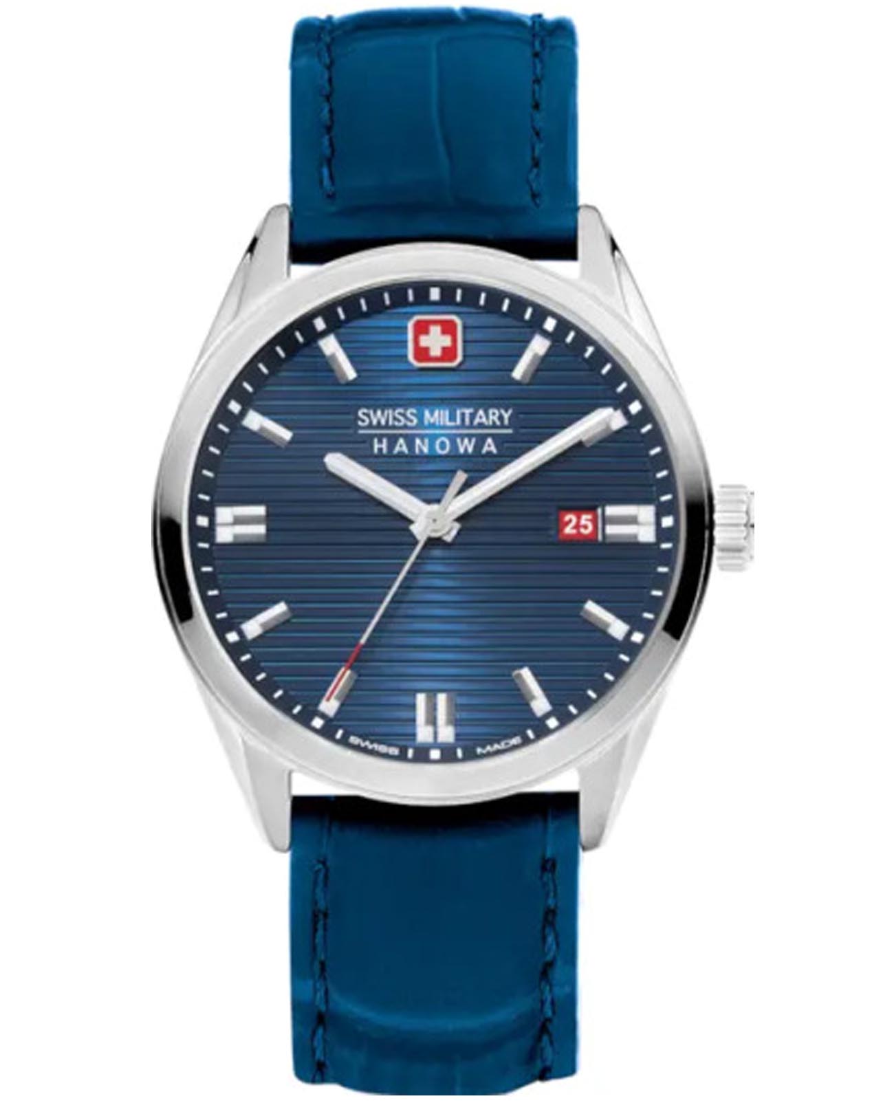 Swiss Military Hanowa Swiss Military Hanowa Roadrunner SMWGB2200106  SMWGB2200106 кварцевые мужские часы синий циферблат, браслет кожаный — вид спереди