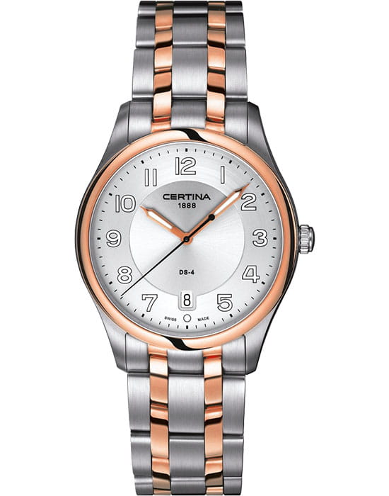 Certina Certina C022.410.22.030.00  C0224102203000 кварцевые мужские часы серебристый циферблат, браслет сталь c pvd покрытием — вид спереди