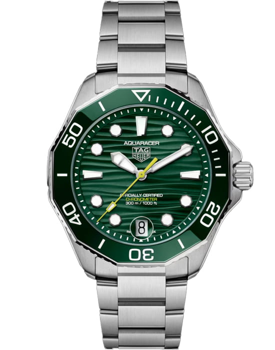 TAG Heuer TAG Heuer Aquaracer Professional 300 Date WBP5116.BA0013  WBP5116.BA0013 механические мужские часы зеленый циферблат, браслет нержавеющая сталь — вид спереди