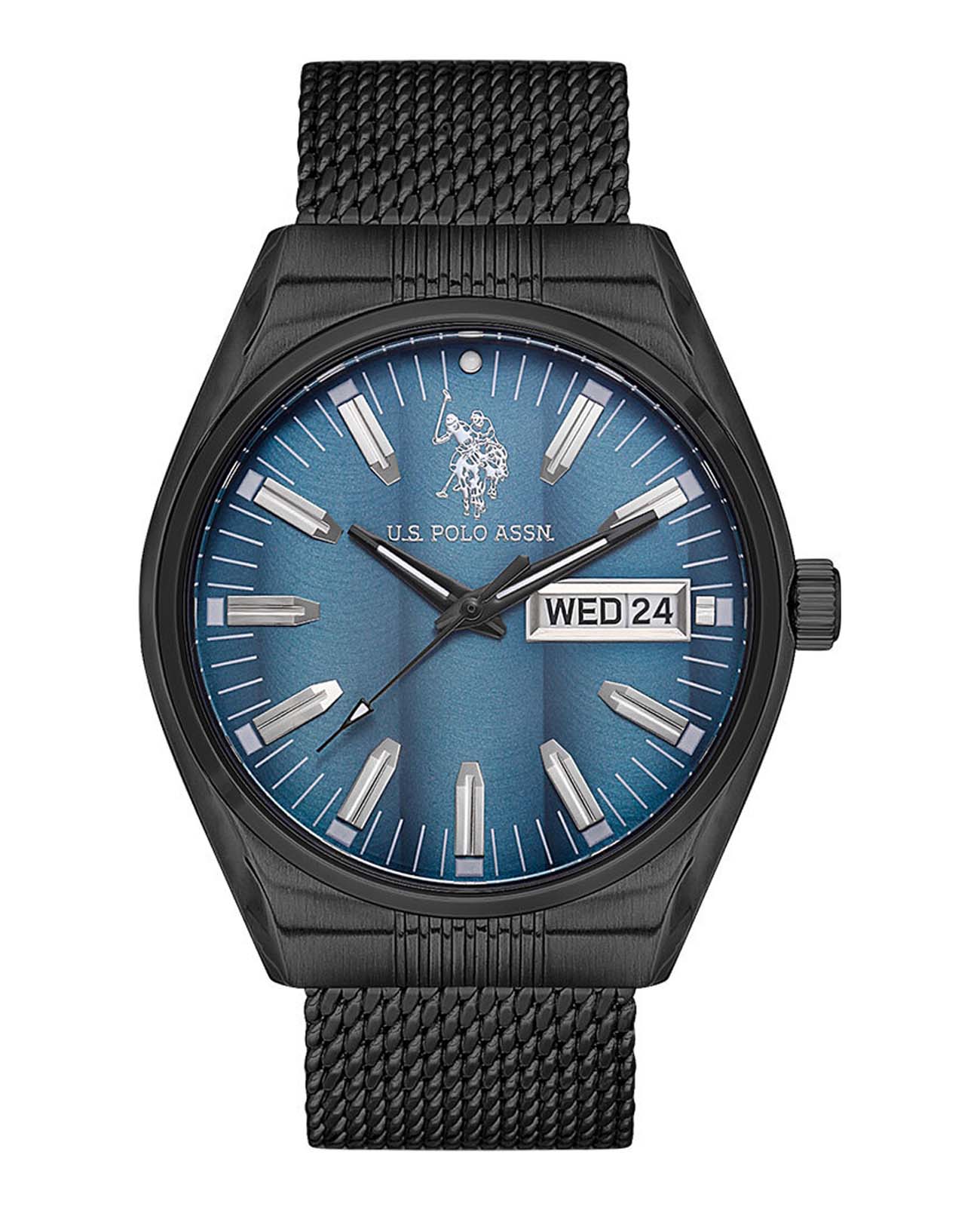 U.S. Polo Assn. U.S. Polo Assn. Fundamental USPA1067-06  USPA1067-06 кварцевые мужские часы синий циферблат, браслет нержавеющая сталь с ip-покрытием — вид спереди