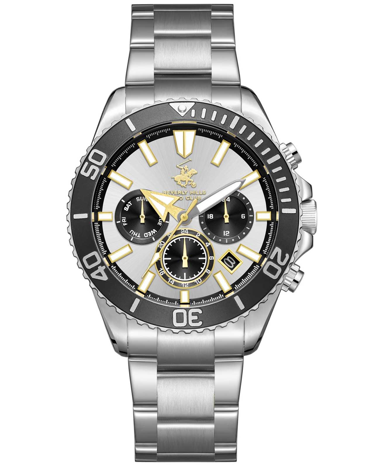 Beverly Hills Polo Club Beverly Hills Polo Club BP3721X.330  BP3721X.330 кварцевые мужские часы белый циферблат, браслет нержавеющая сталь — вид спереди