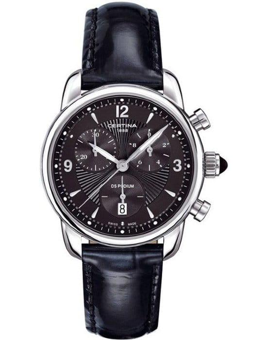 Certina Certina C025.217.16.057.00  C0252171605700 кварцевые женские часы черный циферблат, браслет кожаный — вид спереди