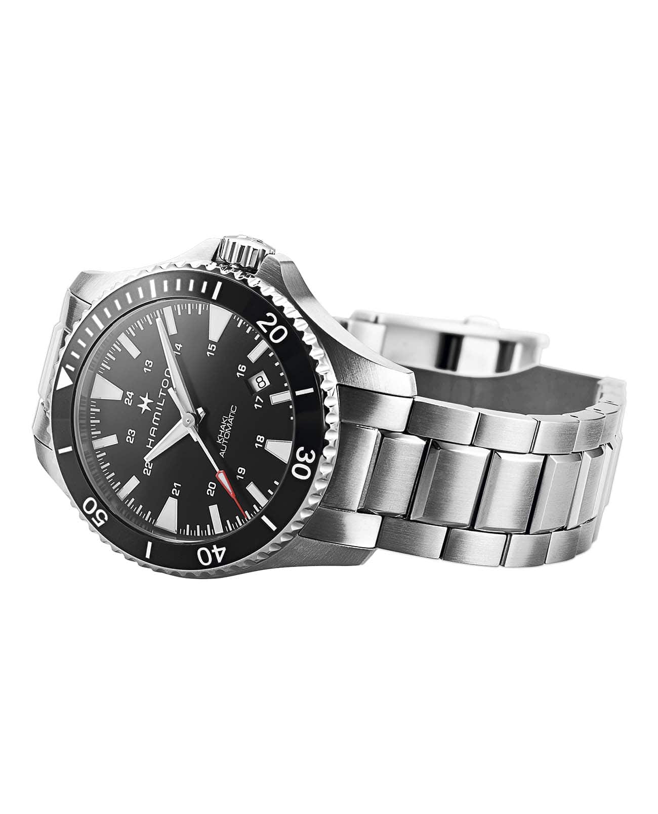 Hamilton Hamilton Khaki Navy Scuba Auto H82335131 механические мужские часы часы крупный план черный циферблата