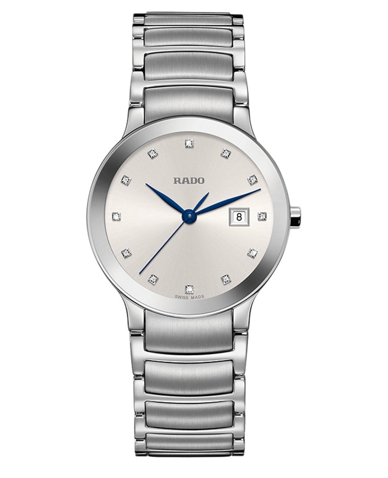 Rado Rado Centrix Diamonds R30928733  R30928733 кварцевые женские часы белый циферблат, браслет нержавеющая сталь — вид спереди