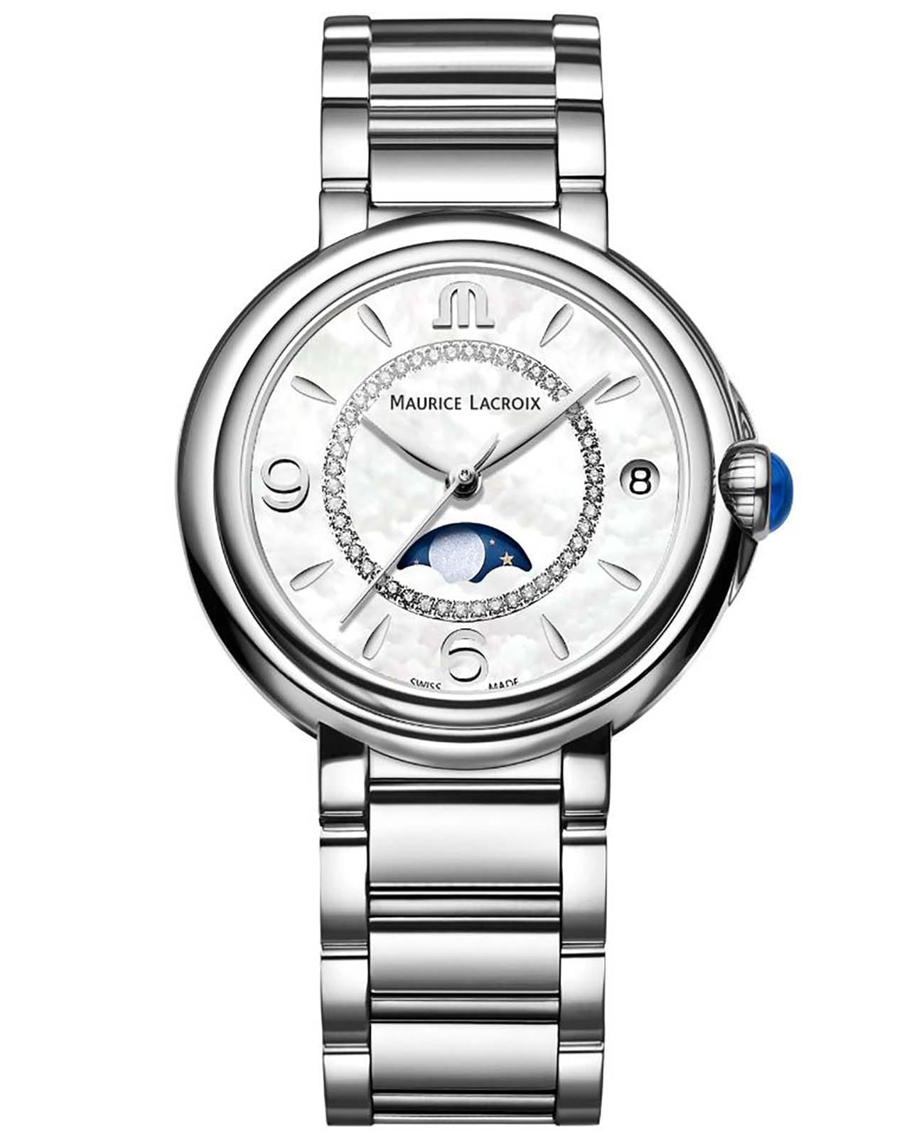 Maurice Lacroix Maurice Lacroix FIABA Date FA1084-SS002-170-1  FA1084-SS002-170-1 кварцевые женские часы белый циферблат, браслет нержавеющая сталь — вид спереди