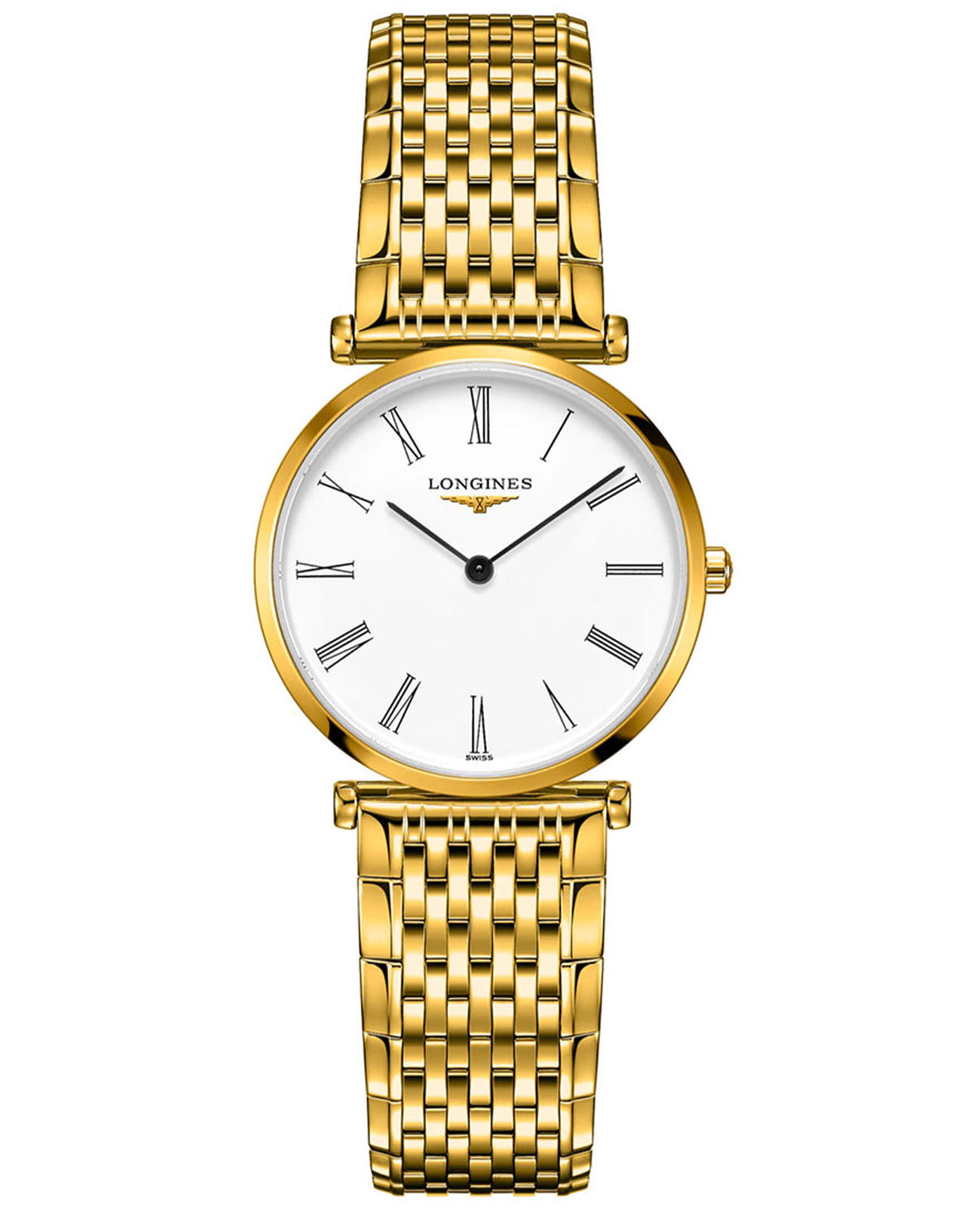 Longines Longines La Grande Classique L4.512.2.11.8  L45122118 кварцевые женские часы белый циферблат, браслет сталь c pvd покрытием — вид спереди