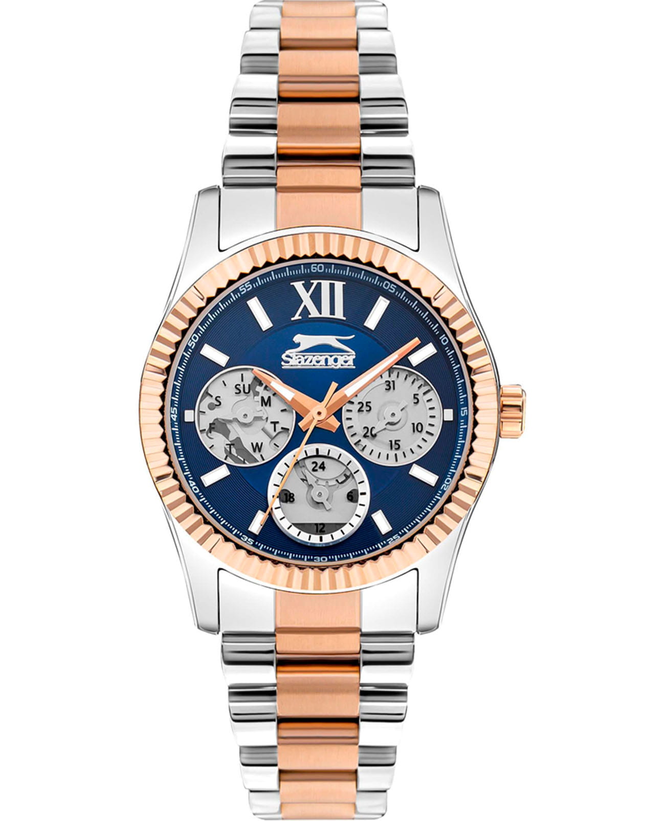 Slazenger Slazenger SL.09.2317.4.06  SL.09.2317.4.06 кварцевые женские часы синий циферблат, браслет суперметалл с ip покрытием — вид спереди