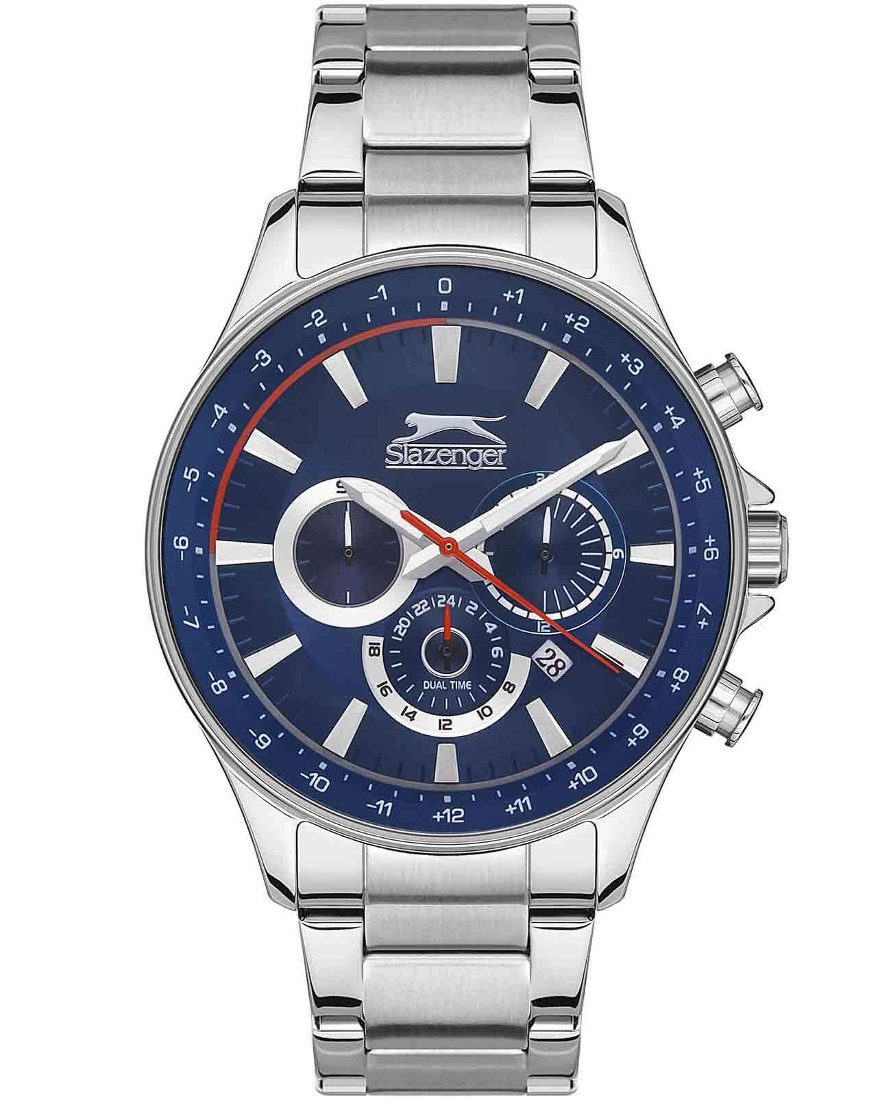 Slazenger Slazenger SL.09.2121.2.02  SL.09.2121.2.02 кварцевые мужские часы синий циферблат, браслет суперметалл — вид спереди