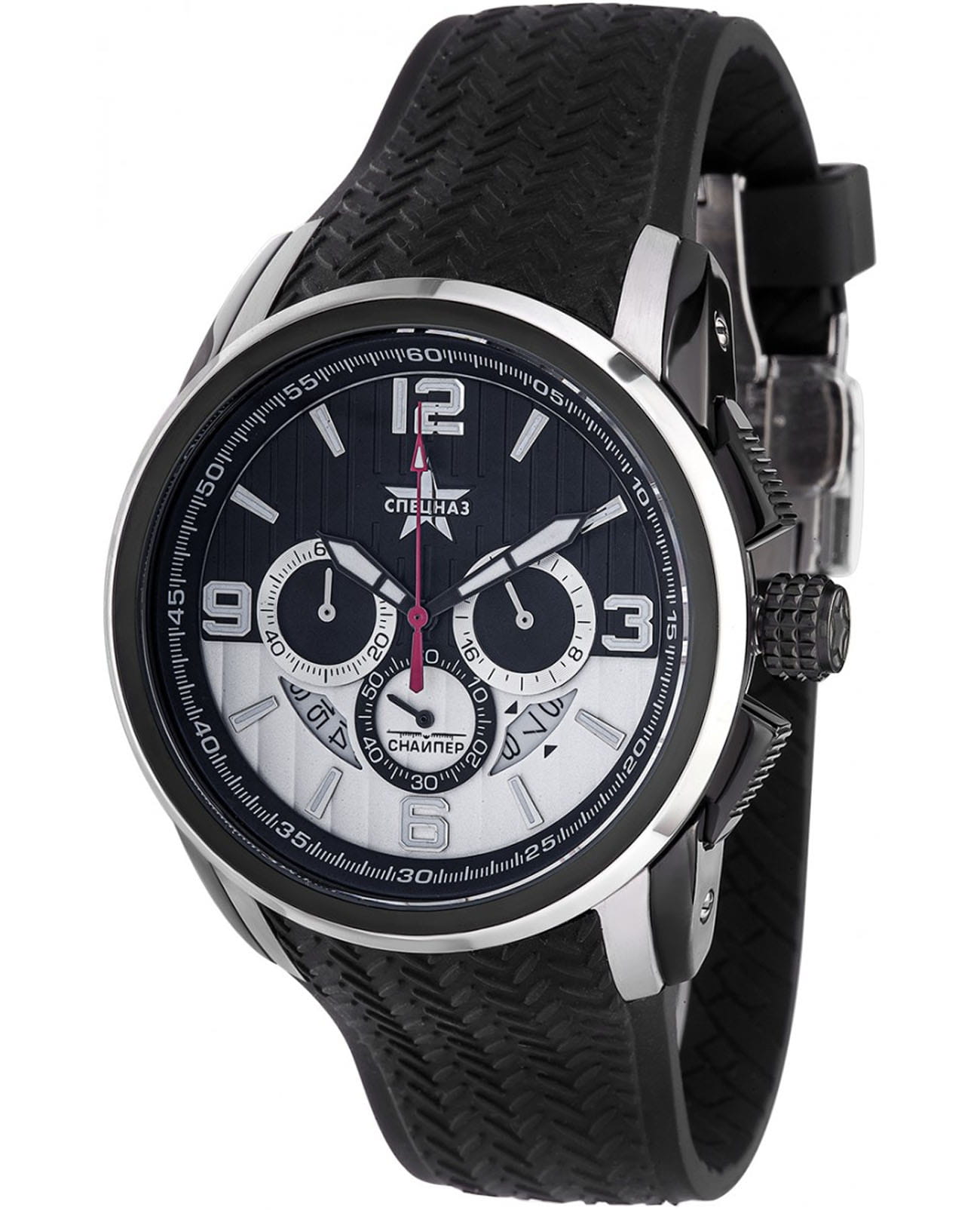 Спецназ Спецназ Снайпер С9485293-20  С9485293-20 кварцевые мужские часы  циферблат, браслет силикон — вид спереди