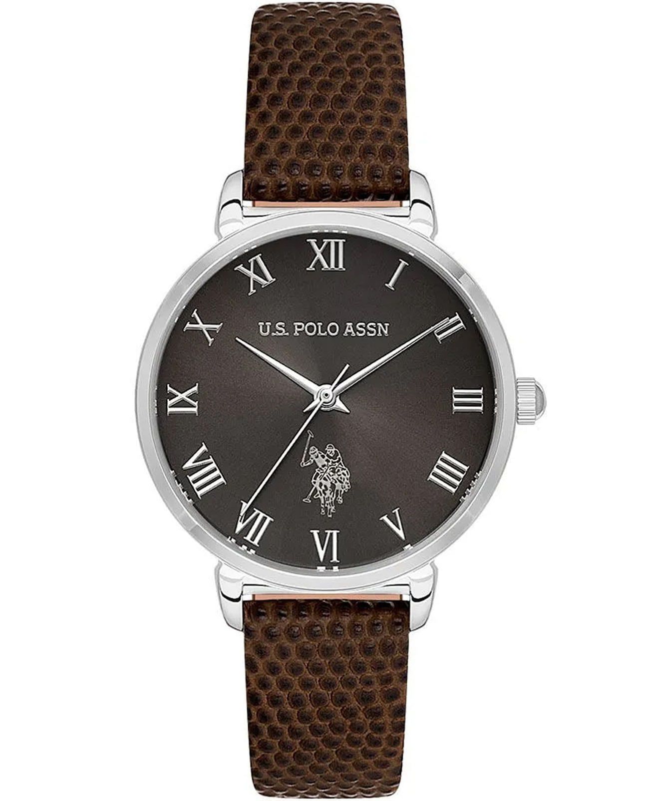 U.S. Polo Assn. U.S. Polo Assn. Stile USPA2077-02  USPA2077-02 кварцевые женские часы черный циферблат, браслет кожаный — вид спереди