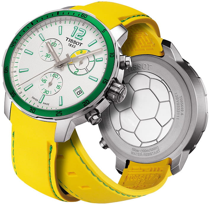 Tissot Tissot Quickster Chronograph Football T095.449.17.037.01, t-sport швейцария мужские часы на браслете силикон боковой вид