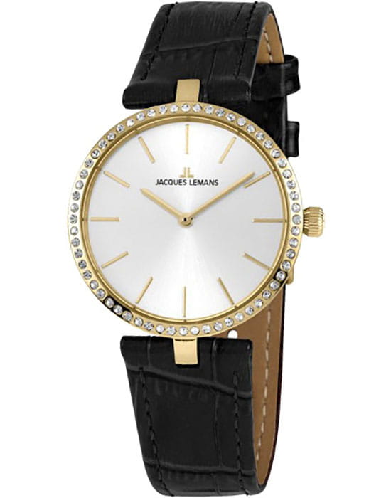 Jacques Lemans Jacques Lemans 1-2024L  1-2024L кварцевые женские часы белый циферблат, браслет кожаный — вид спереди