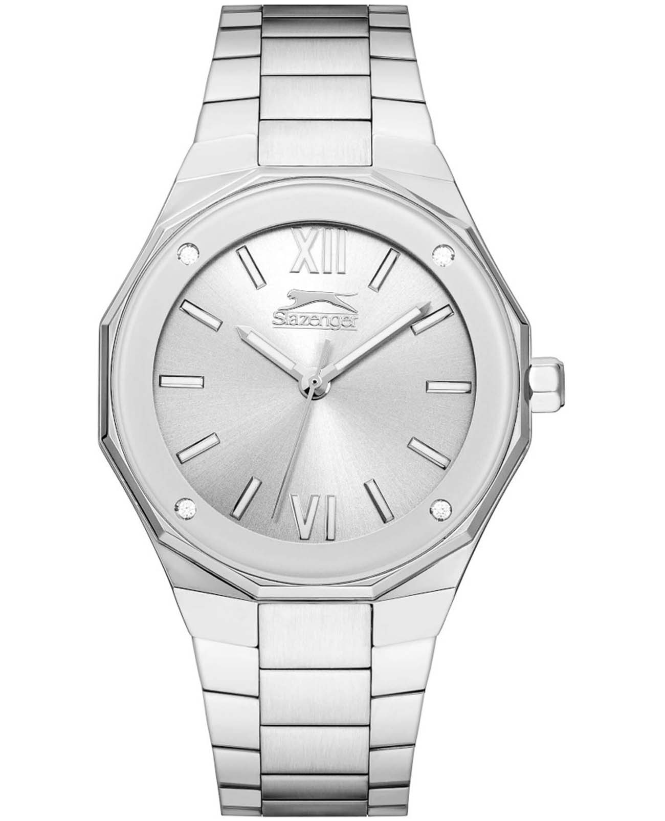 Slazenger Slazenger SL.09.2258.3.01  SL.09.2258.3.01 кварцевые женские часы серебристый циферблат, браслет суперметалл — вид спереди