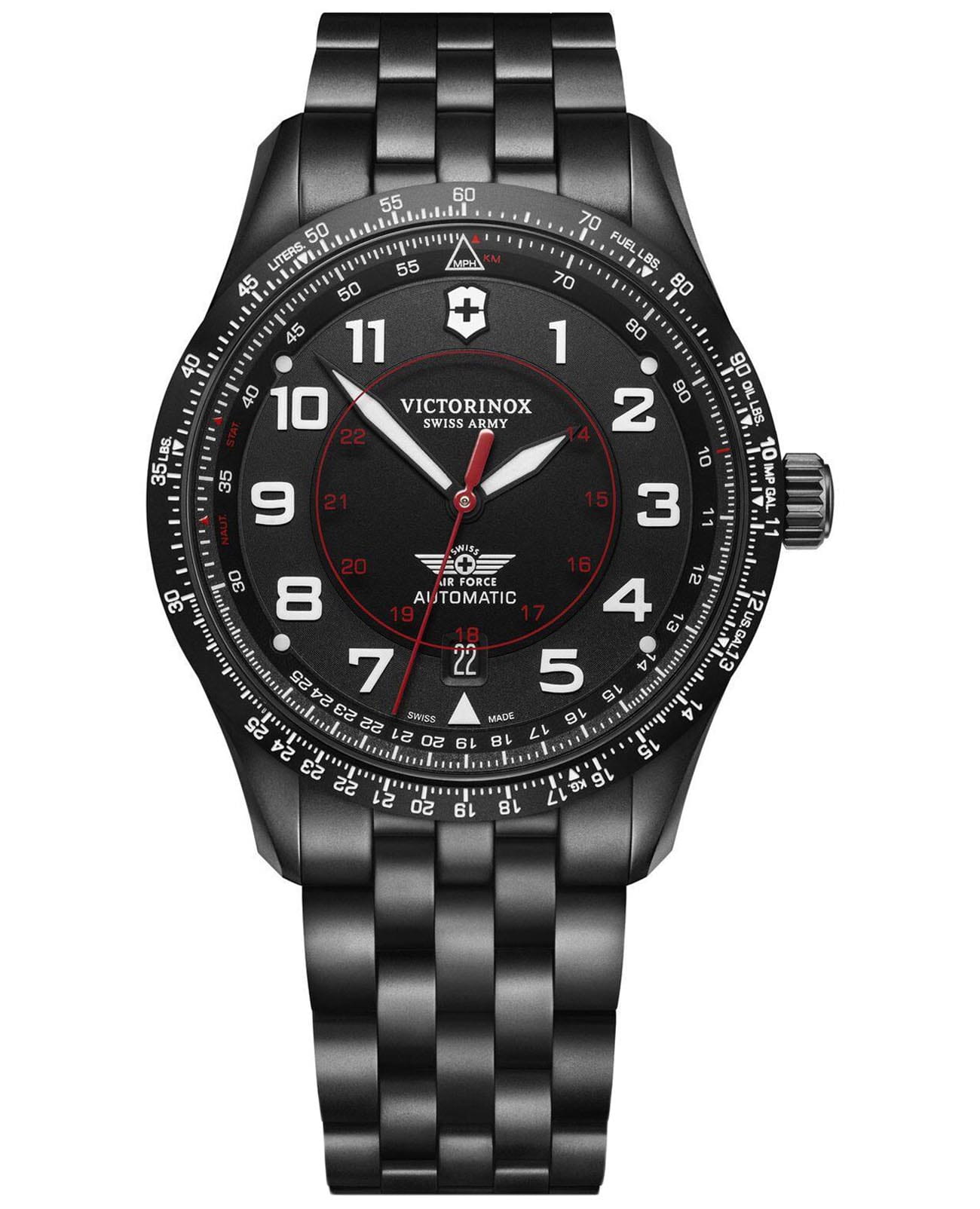 Victorinox Victorinox AirBoss 241974  241974 механические мужские часы черный циферблат, браслет нержавеющая сталь — вид спереди