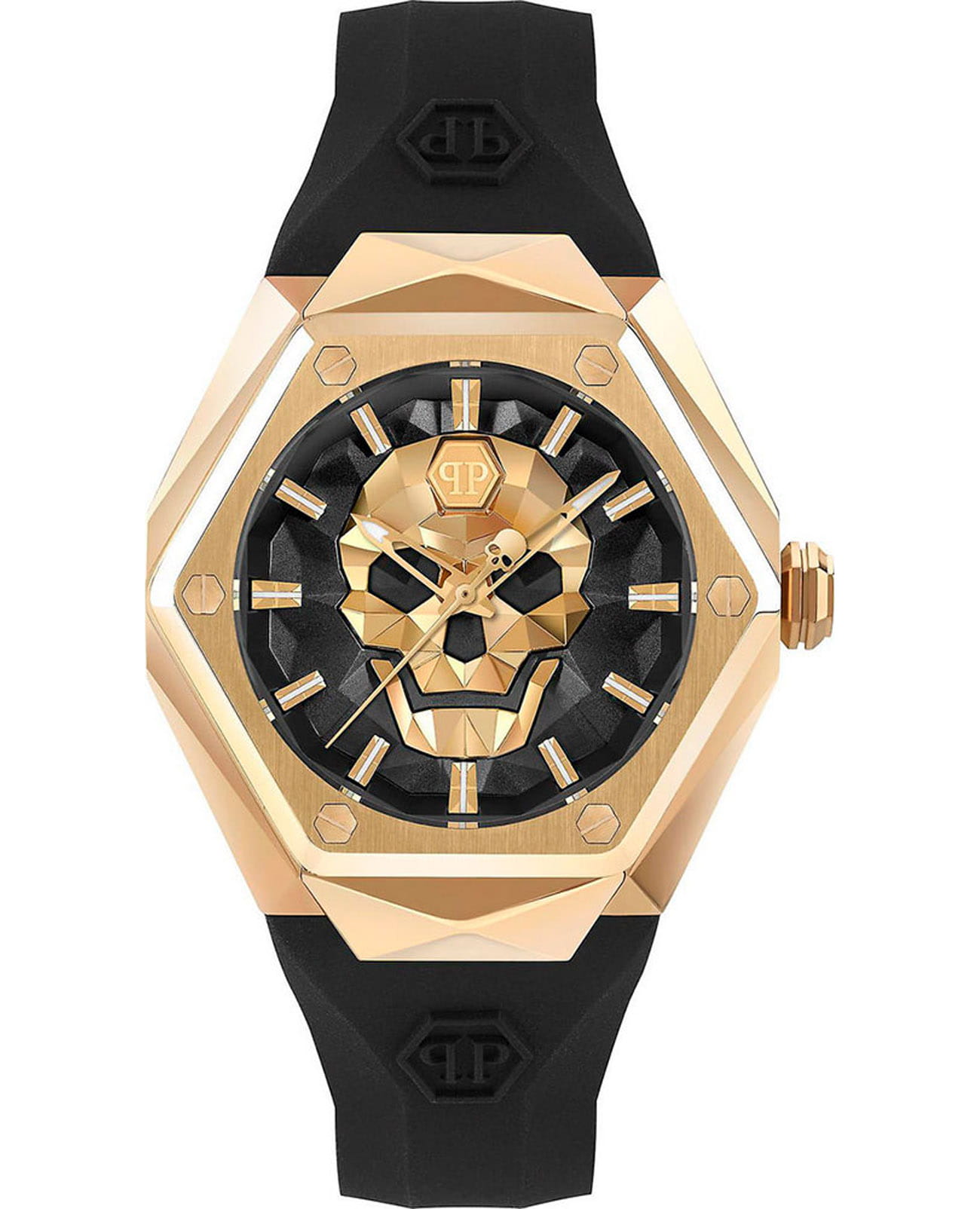 Philipp Plein Philipp Plein Skull Spikes PWADA0224  PWADA0224 кварцевые женские часы черный циферблат, браслет силикон — вид спереди