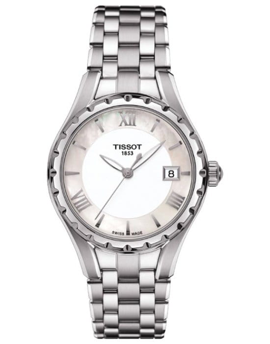 Tissot Tissot T-Trend Lady T072.210.11.118.00  T0722101111800 кварцевые женские часы белый циферблат, браслет 18-каратное желтое золото — вид спереди
