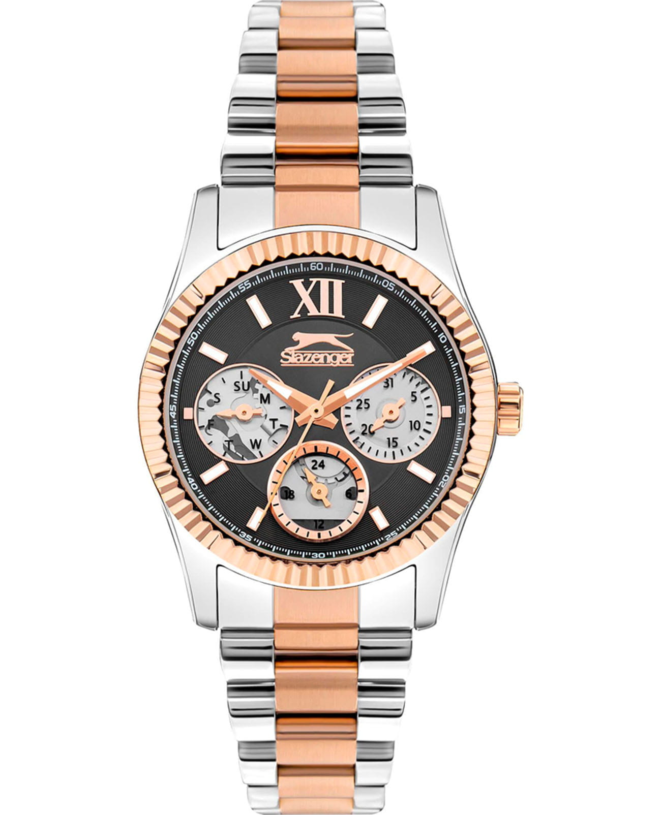 Slazenger Slazenger SL.09.2317.4.04  SL.09.2317.4.04 кварцевые женские часы черный циферблат, браслет суперметалл с ip покрытием — вид спереди