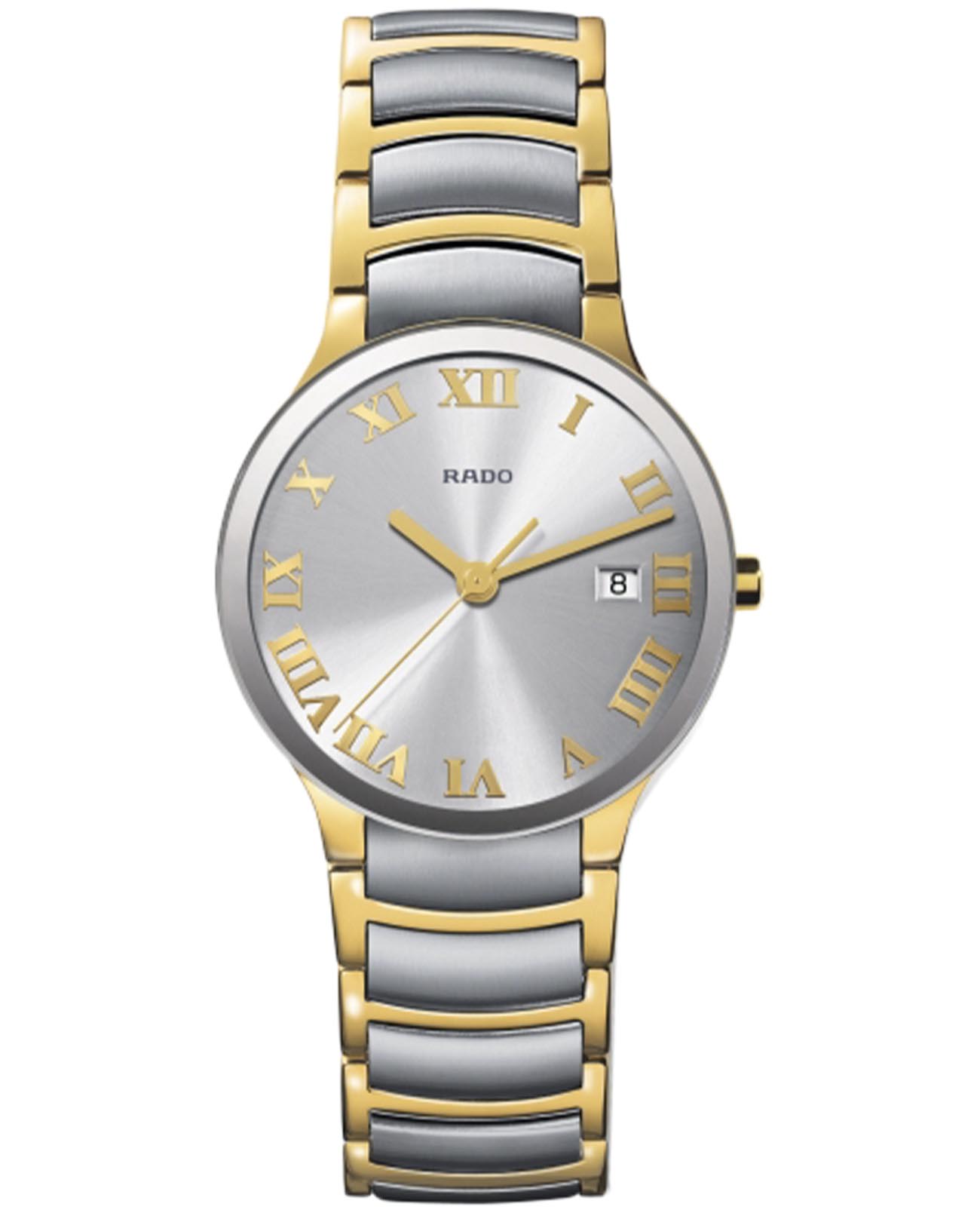 Rado Rado Centrix R30931113  R30931113 кварцевые мужские часы серебристый циферблат, браслет нержавеющая сталь с pvd-покрытием — вид спереди