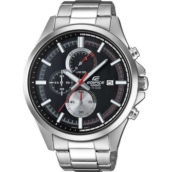 Casio Casio Edifice EFV-520D-1A EFV EFV-520D-1A кварцевые мужские часы черный циферблат, браслет 18-каратное желтое золото — вид спереди