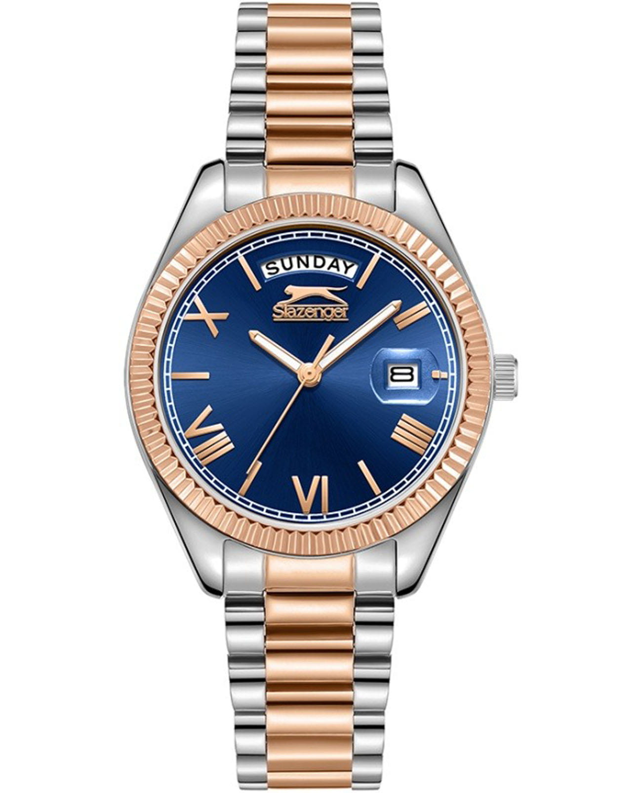 Slazenger Slazenger SL.09.2338.4.07  SL.09.2338.4.07 кварцевые женские часы синий циферблат, браслет суперметалл с ip покрытием — вид спереди