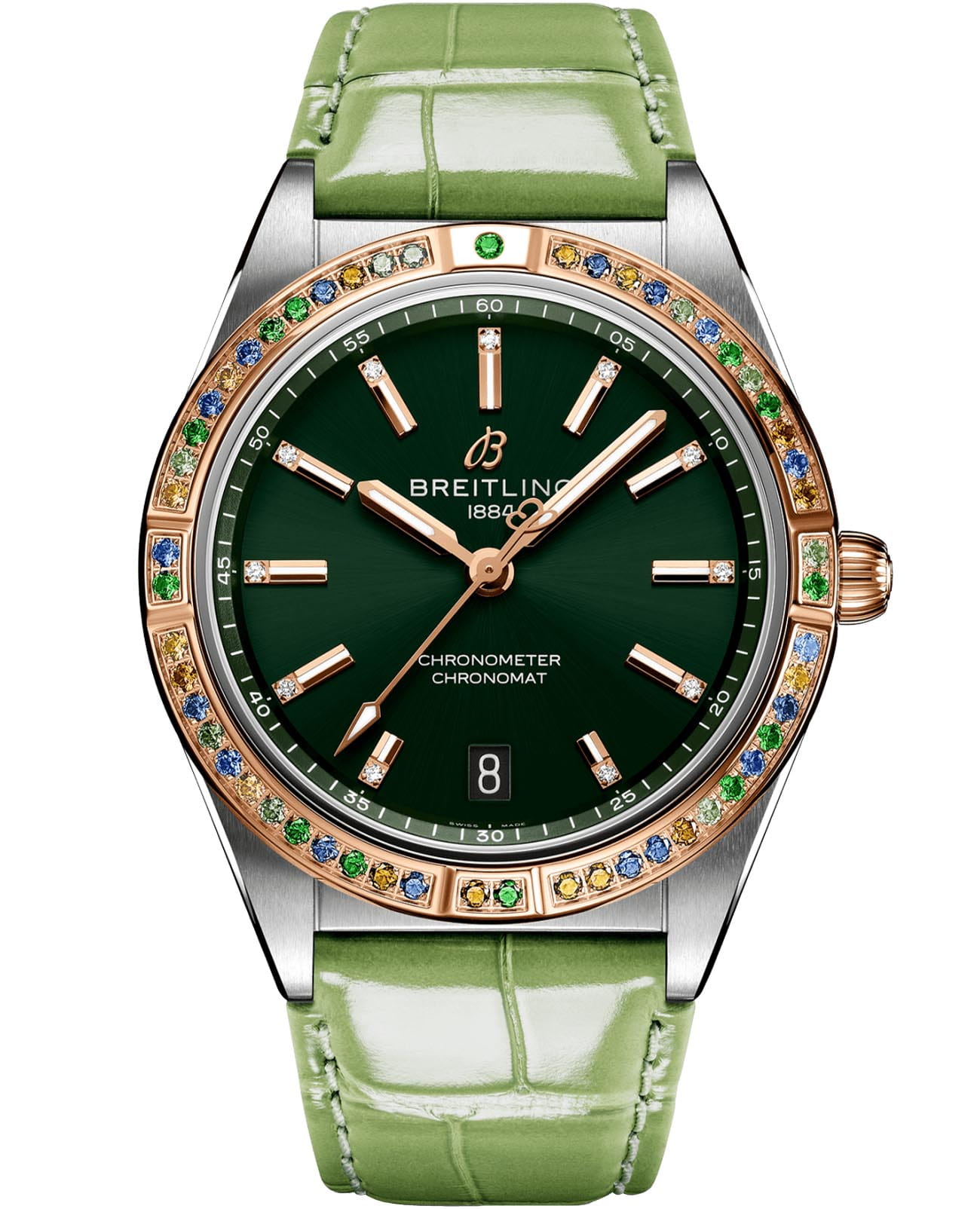 Breitling Breitling Chronomat Automatic 36 South Sea U10380611L1P1  U10380611L1P1 механические женские часы зеленый циферблат, браслет кожаный — вид спереди