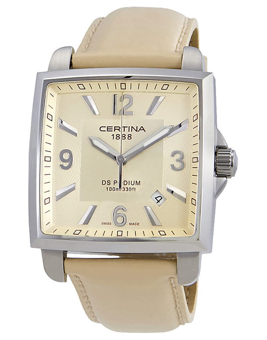 Certina Certina DS Podium C001.510.16.267.00  C0015101626700 кварцевые женские часы бордовый циферблат, браслет кожаный — вид спереди