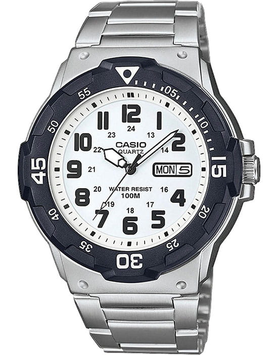 Casio Casio Collection MRW-200HD-7BVEF  MRW-200HD-7BVEF кварцевые мужские часы белый циферблат, браслет нержавеющая сталь — вид спереди