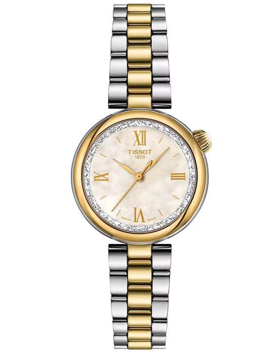 Tissot Tissot Desire 28mm T152.010.22.118.01 Desire T1520102211801 кварцевые женские часы бежевый циферблат, браслет нержавеющая сталь с pvd-покрытием — вид спереди