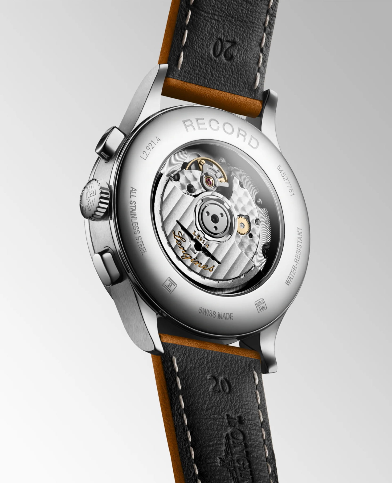 Longines Longines Record Collection L2.921.4.56.2, record швейцария мужские часы на браслете кожаный боковой вид