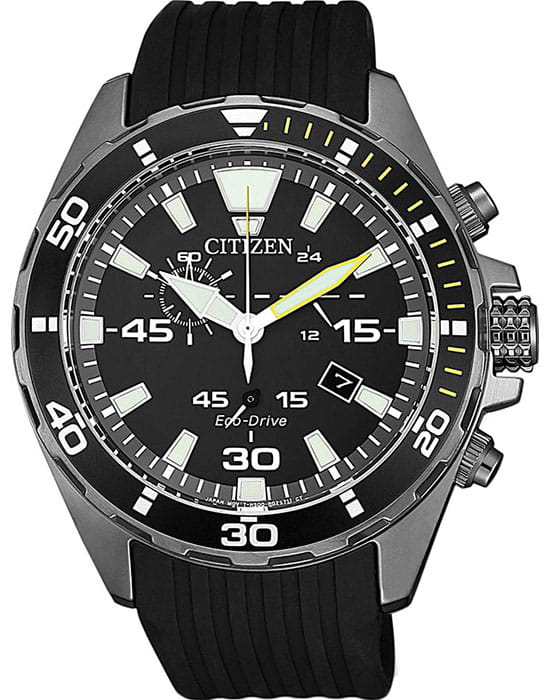 Citizen AT2437-13E  AT2437-13E кварцевые мужские часы черный циферблат, браслет каучук — вид спереди