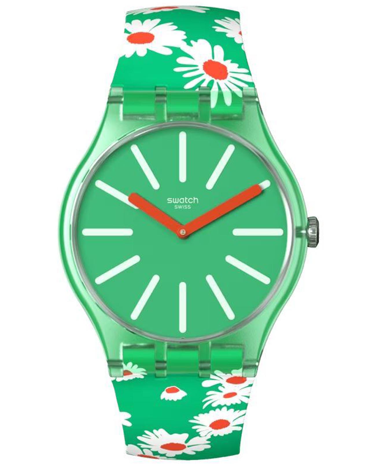 Swatch Swatch New Gent Biosourced SO29G104  SO29G104 кварцевые женские часы зеленый циферблат, браслет силикон — вид спереди