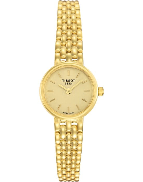 Tissot Tissot Caliente 18K Gold T73.3.132.21  T73313221 кварцевые женские часы желтый циферблат, браслет  — вид спереди