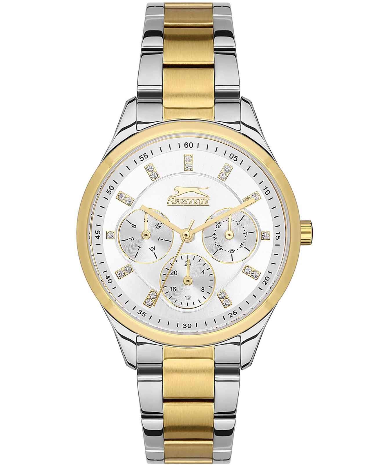 Slazenger Slazenger SL.09.2151.4.05  SL.09.2151.4.05 кварцевые женские часы белый циферблат, браслет суперметалл с ip покрытием — вид спереди