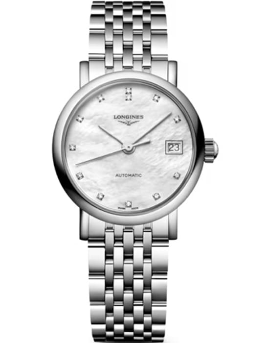 Longines Longines Elegance Elegant Collection 25.50 mm L4.309.4.80.6  L43094806 механические женские часы перламутровый циферблат, браслет нержавеющая сталь — вид спереди