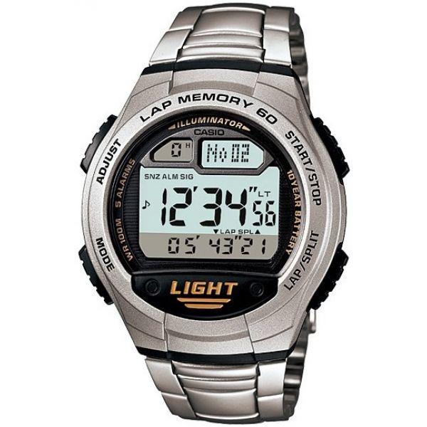Casio Casio Illuminator W-734D-1A  W-734D-1A кварцевые мужские часы голубой циферблат, браслет нержавеющая сталь — вид спереди