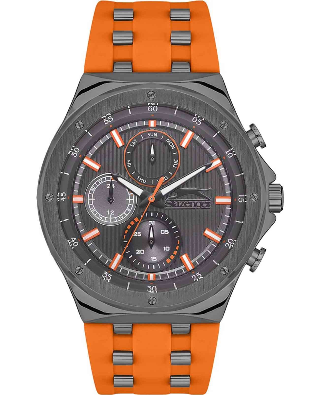 Slazenger Slazenger SL.09.2218.2.07  SL.09.2218.2.07 кварцевые мужские часы серый циферблат, браслет нержавеющая сталь с ip покрытием + резина — вид спереди