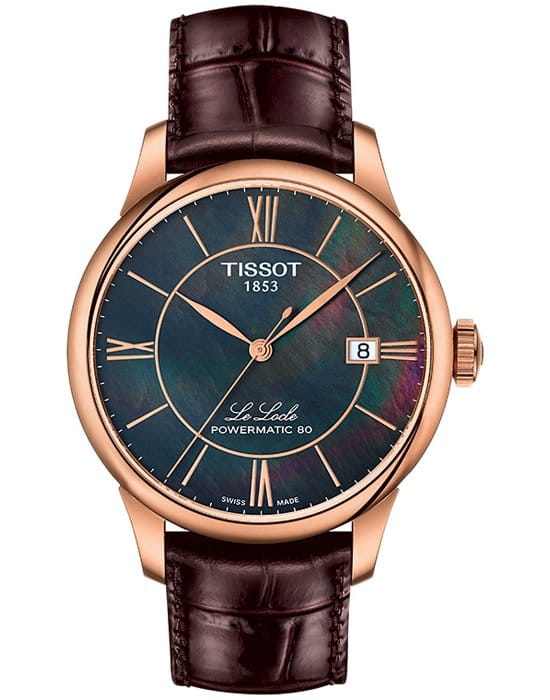 Tissot Tissot Le Locle Powermatic 80 Lady T006.407.36.388.00 Le Locle Automatic T0064073638800 механические женские часы перламутровый циферблат, браслет кожаный — вид спереди