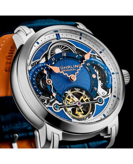 Stuhrling Stuhrling Celestial Timekeeper 1017.03 мужские часы синий циферблат на запястье
