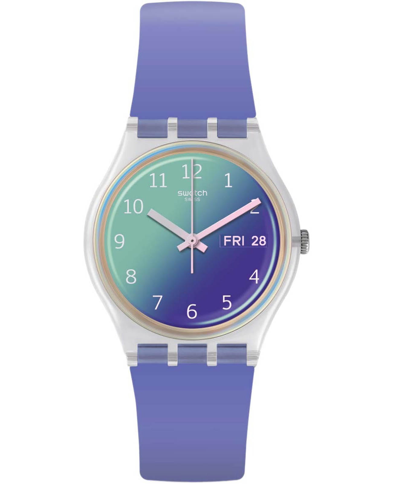 Swatch Swatch Gent Standard GE718  GE718 кварцевые женские часы фиолетовый циферблат, браслет силикон — вид спереди