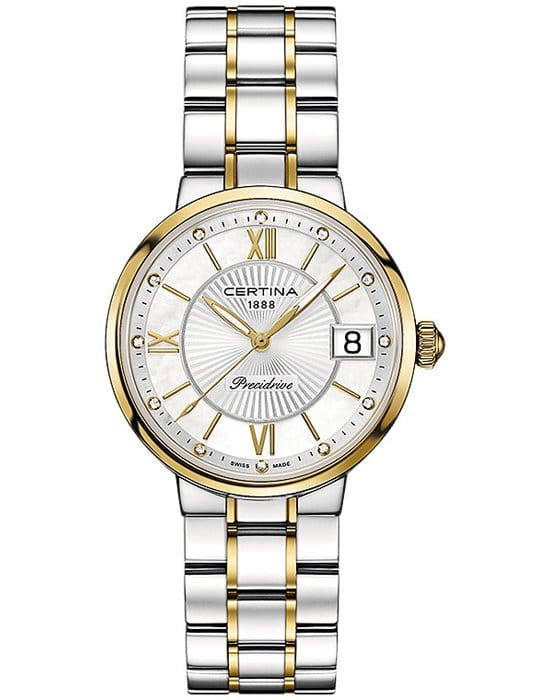 Certina Certina DS Stella C031.210.22.116.00  C0312102211600 кварцевые женские часы шампань циферблат, браслет сталь c pvd покрытием — вид спереди