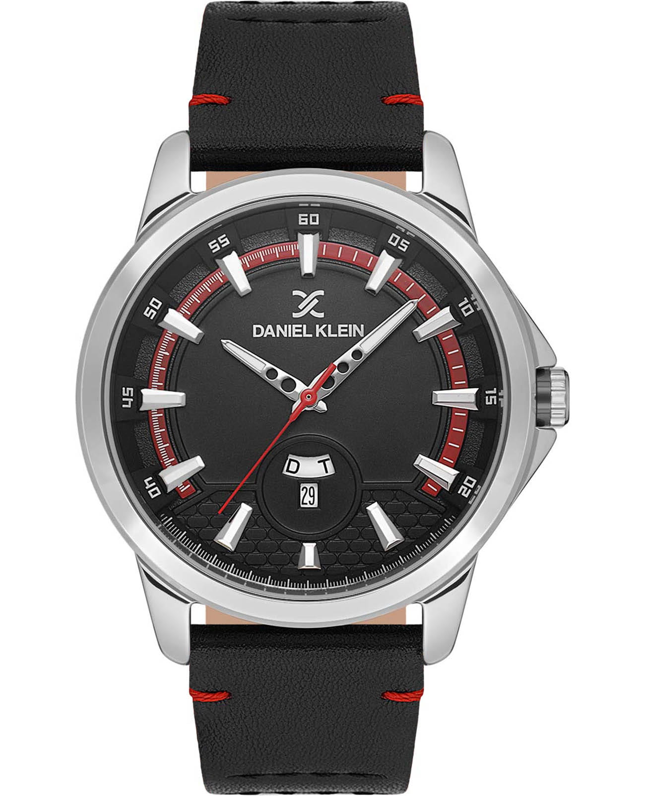 Daniel Klein Daniel Klein Premium DK.1.13737-1  DK.1.13737-1 кварцевые мужские часы черный циферблат, браслет кожаный — вид спереди