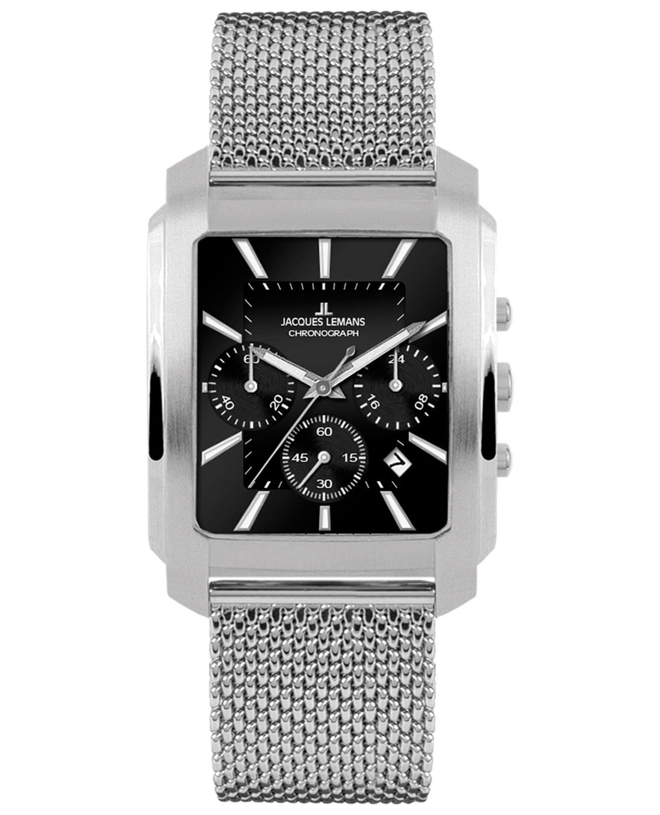 Jacques Lemans Jacques Lemans Classic 1-2149C  1-2149C кварцевые мужские часы черный циферблат, браслет нержавеющая сталь — вид спереди