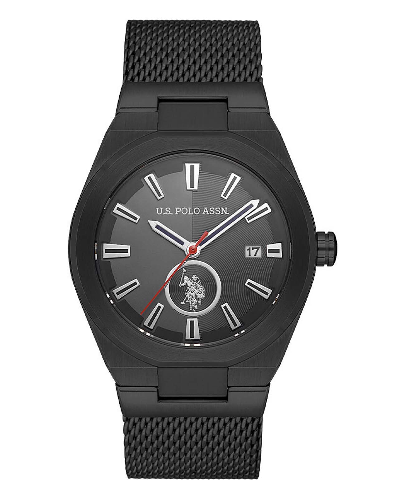U.S. Polo Assn. U.S. Polo Assn. Fundamental USPA1062-08  USPA1062-08 кварцевые мужские часы черный циферблат, браслет нержавеющая сталь с ip-покрытием — вид спереди