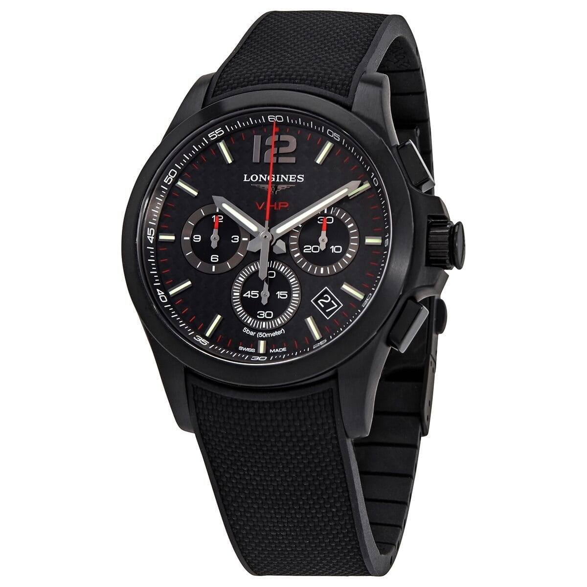 Longines Longines Conquest V.H.P. L3.717.2.66.9, conquest v.h.p. швейцария мужские часы на браслете каучук боковой вид