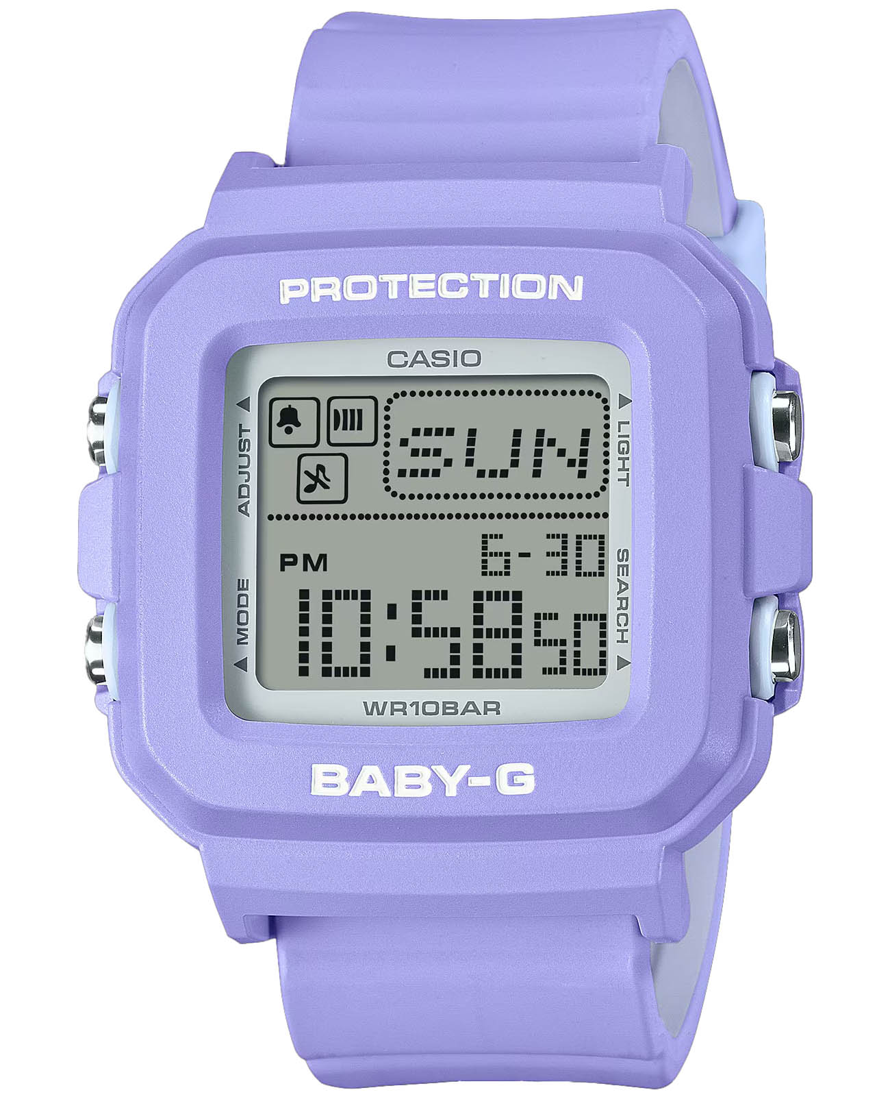 Casio Casio Baby-G BGD-10K-6DR (BGD-10K-6)  BGD-10K-6 электронные женские часы серый циферблат, браслет пластик — вид спереди