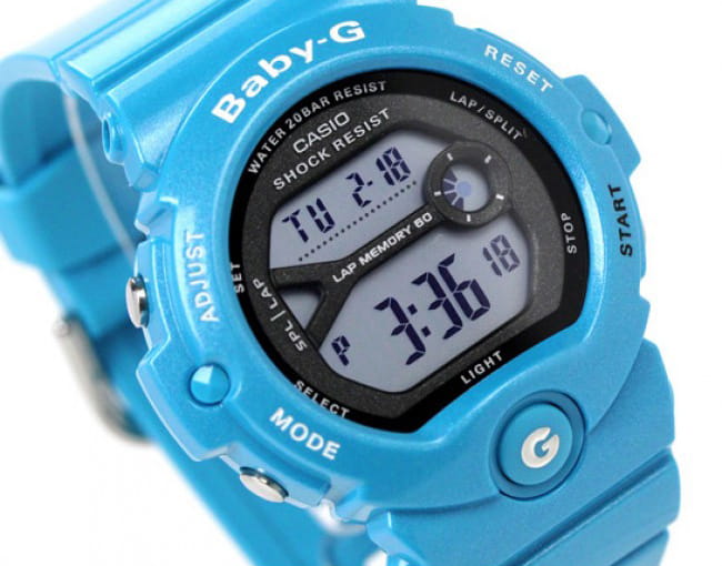 Casio Casio Baby-G BG-6903-2E электронные женские часы часы крупный план синий циферблата