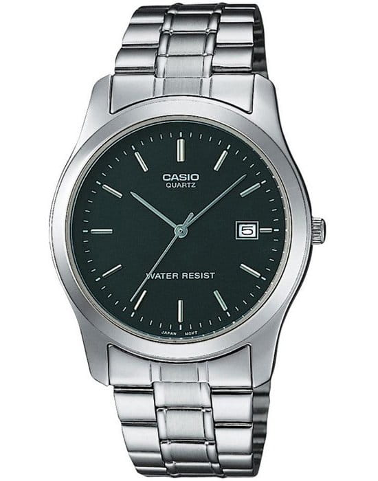 Casio Casio MTP-1141A-1A  MTP-1141A-1A кварцевые мужские часы черный циферблат, браслет нержавеющая сталь — вид спереди