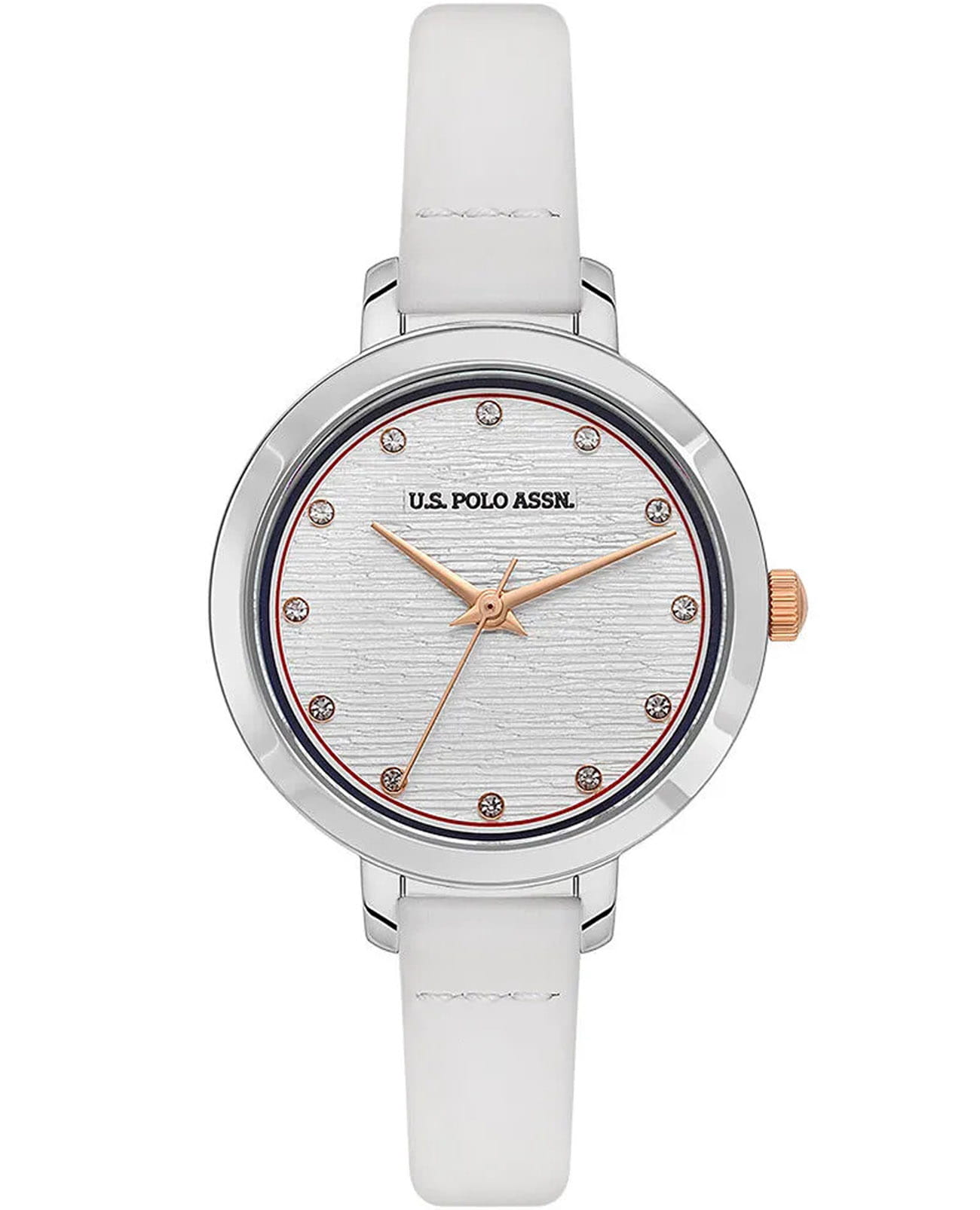 U.S. Polo Assn. U.S. Polo Assn. Stile USPA2092-02  USPA2092-02 кварцевые женские часы белый циферблат, браслет кожаный — вид спереди